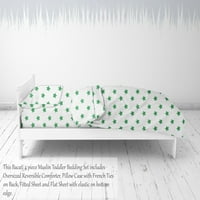Bacati - Neutralna posteljina za posteljinu od mališana pamučni muslin, zvijezde zelene boje