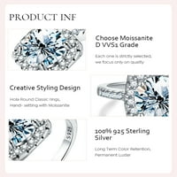 Moissnite zaručni prstenovi za žene 2ct d u boji sterling srebrni dijamantni prstenovi godišnjica vjenčanja obećava poklone za prstenje za svoju ženu sa certifikatom