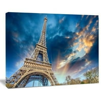 Dizajn umjetnosti prekrasan pogled na Pariz Eiffelov toranj pod vatrenim nebom Cityscape Fotografski