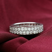 Moissite Full Eternity bend za žene, bijeli gusjenični prsten u zlatu, srebrnim srebrom, US 3,50