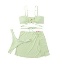 Eashery Bikinis setovi za žene Print kupaći kostimi Potpuni pokriveni bikini zeleni medij