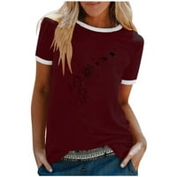 Ženski vrhovi rukav sloseće žene modni ležerni print okrugli vrat labav majica kratkih rukava TOP bluza