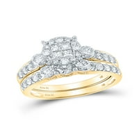 Jewels 14kt Žuto zlatna princeza Dijamant Bridal Set za vjenčanje 1- CTTW Veličina 8.5