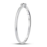10kt bijeli zlatni okrugli plavi safir Diamond Spackanje prsten za band CTTW