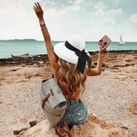 Dyfzdhu Ženska modna ljetna luka slama Sklopivi šešir na plaži za zaštitu sunca kape