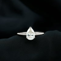 Solitaire Moissite Teardrop zaručni prsten za žene, srebrna srebra, SAD 12.50