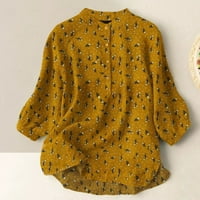 Žene plus veličina Ženska modna kazna majica Kratki rukav V-izrez dukserice na vrhu bluza žuto