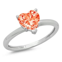 2.0ct Heart Cred Crveni simulirani dijamant 18k bijelo zlato Angažovanje prstena veličine 5,25