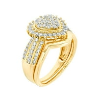 Djevojke kubična cirkonija umetnula srčana prsten prsten za vjenčanje nakit poklon bakreni zlato