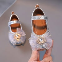 Djevojke Haljina cipele cipele čvrste boje mrežice Bow Rhinestones ravna haljina Neklizajuća cipela
