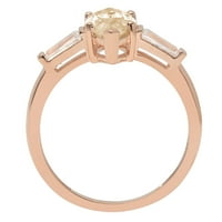 2. CT Sjajno markiza Cleani simulirani dijamant 18k Rose Gold Trokratni prsten s 8