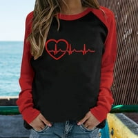 Dnevne majice za Valentinovo za žene Valentine EKG grafički tisak parovi modna dukserica Crewneck Pulover