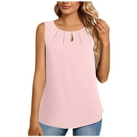 Ženski ljetni bez rukava TOP bluza Casual Dvostruka poslovna vrhova labava radna bluza Tunika Pink L