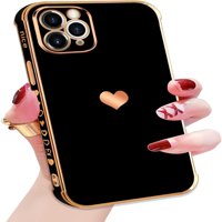 Kompatibilan sa iPhone Pro Case za žene djevojke, luksuzno zlatno elektroplata za rezanje ljupki srca