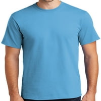 Muška teška majica teške težine pamučna majica, srednja vodena plava