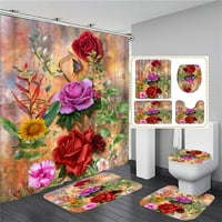 Leptir crvene ruže i cvijeće Ispiši tuš za zavjese protiv klizanja prostirke toalet poklopac poklopca