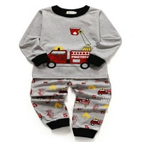Pamučna pidžama za 2-8T dječačke crtane filmone Spavaće odjeće za spavanje mališane, a gaće set - E