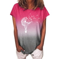 Vrhovi ispisa Suncower Ženska kratka O-izrez T-Majica Modna gradijentna bluza Ženska bluza Žene Ženske