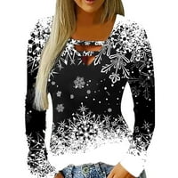 Zimske haljine za žene božićne bluze za bluzu majica V izrez Nepravilni splicija s dugim rukavima