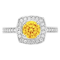 1.24ct okrugli rez žuti prirodni citrinski 18k bijeli zlatni godišnjica Angažovanje halo prstena veličine