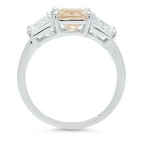 4. CT sjajan kvadrat smaragd Clear Simulirani dijamant 18k bijeli zlato Trobotan prsten s 0,5