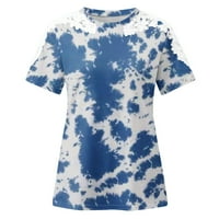 Ženski ljetni vrhovi kratki rukav majica Dressy casual čipke bluze labavi fit crewneck majica labavi