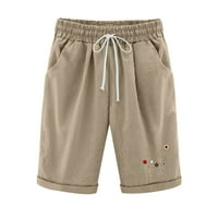 Wozhidaose Capri hlače za žene ljeto visokog struka pamučne pantalone plus veličine kratke hlače Laciranje
