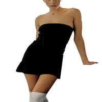 Ženska cijev vrhunska haljina bez rukava bez rukava, prednja boja s karoserom Bodycon Mini haljina