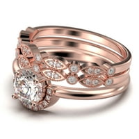 Fairy Minimalist 2. Carat Round Cut Diamond Moissite zaručni prsten za vjenčani prsten, dva podudarna