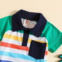 Toddler Boys Dječji košulje Striped otisci kratkih rukava s kapcem Oplaće na vrhovima 92; 2-3Y
