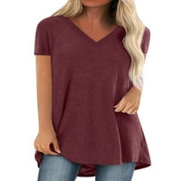 Ženske ležerne majice Ljetna bluza kratki rukav V pulover za vrat LOBE TUNIC majice Tee vrhovi