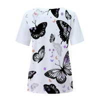 Ženski vrhovi Ženski modni casual okrugli vrat kratki rukav leptir za ispis TOP bluza s