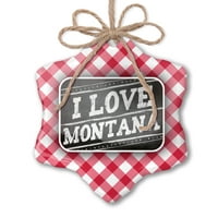 Božićna ornamentarna ploča sa i lovim Montana Red Plaid Neonblond