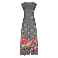 Proljetne haljine za žene Boho Pocket Maxi haljine labave cvijeće modna cvjetna haljina bez rukava