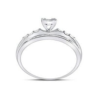 Jewels Sterling Silver Princess Diamond Trg Klaster mladenka za venčani prsten CTTW veličine 6