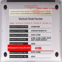 Kaishek kompatibilan je samo stari MacBook Pro S Case sa puštenim modelom A1398, plastični poklopac