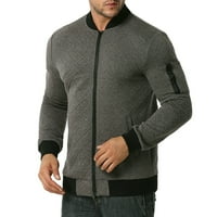 Ikevan New Style Quilted pamučna alata za muške jakne od pune boje tamno siva 4