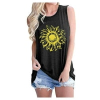 Lyylayray Žene Smiješni grafički prsluk Workout Cami Sunflower majica Flowy Tunic Bluza Slatka ženska