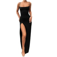 CETHRIO Ljetna casual haljina - seksi rukavice bez rukava Slim Camis proret haljina duga haljina crna