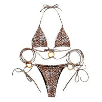 Finelylove kupaći kostim za žene podstavljeni sport BRA Style Bikini Brown L