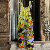 Ženski vrhovi modni ljetni slatki labav ležerni print retro zarobljeni kombinezon žuti l