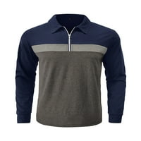Paille muškarci bluza rever vrat polo majica u boji blokada atletski tenis pulover siva l