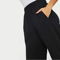 Njshnmn Loose hlače Torba pantalone Yoga hlače Žene kornepti nacrtane nacrtaju jogger hlače, crna, xxl