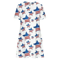 Usmixi haljine za žene Dan nezavisnosti Swirt majica Patriotske haljine 4. srpnja okrugli vrat kratki