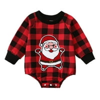 Djevojke za bebe Devojke Slatke ROMPER Boys Božićni dugi rukav Plaini Santa Print pulover ROMPER XMAS