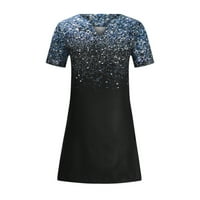 EFSTEB Žene Haljine trendy haljina s kratkim rukavima za žene Ljetna modna haljina za ispis V-izrez