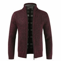 Symoidni muški kasuti i jakne- postolje ovratnik Cardigan patentni džemperi dugi rukav pletit jakna crvena xxxl