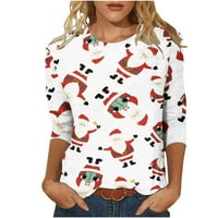 Ženska božićno pismo s dugim rukavima Ispiši majicu Tunički vrhovi ispis majica rukava bluza okrugli