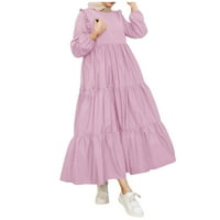 Žene oblače čvrste casual maxi haljine okrugli dekolte duge ljetne ženske haljine ružičaste 4xl