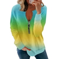 Ženski odobrenje Plus veličine, dugi rukav patentni rukav sa zipper V Cvjetni ispisani pulover